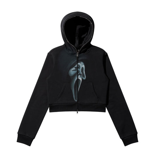 Who SCREAM ? Full Zip Crop Hoodie