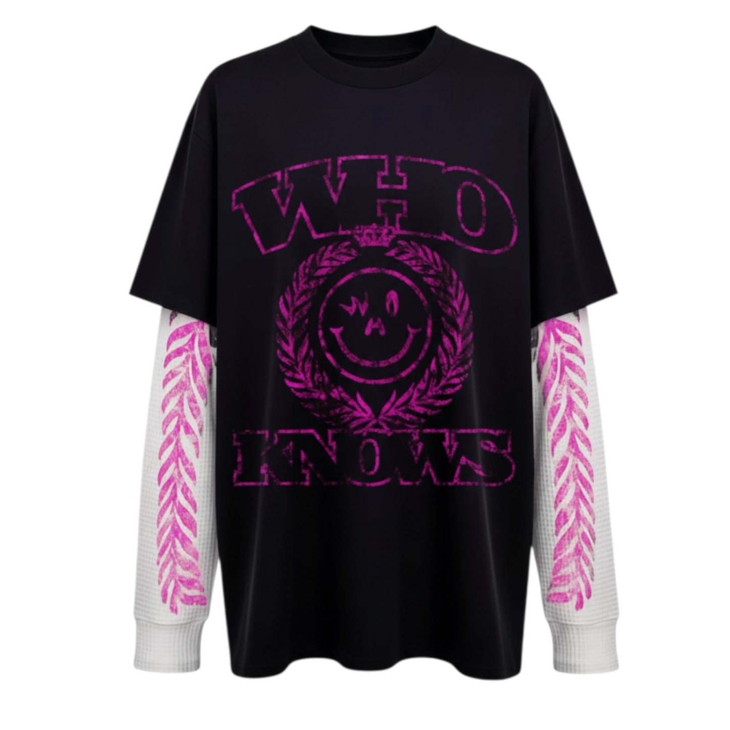 Who Knows ? Pink Laurel Wreath Double Layer shirt