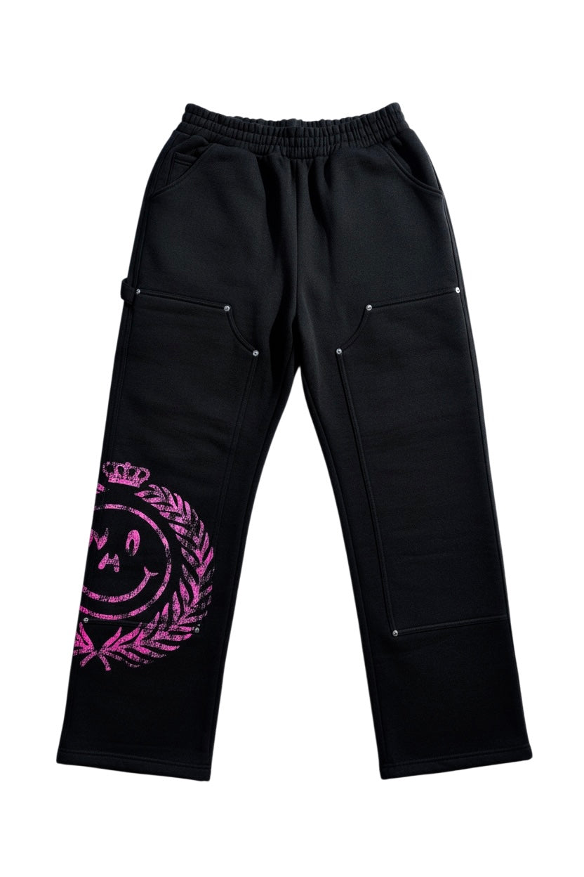 Who Knows ? Pink Laurel Wreath Double Knee Sweats